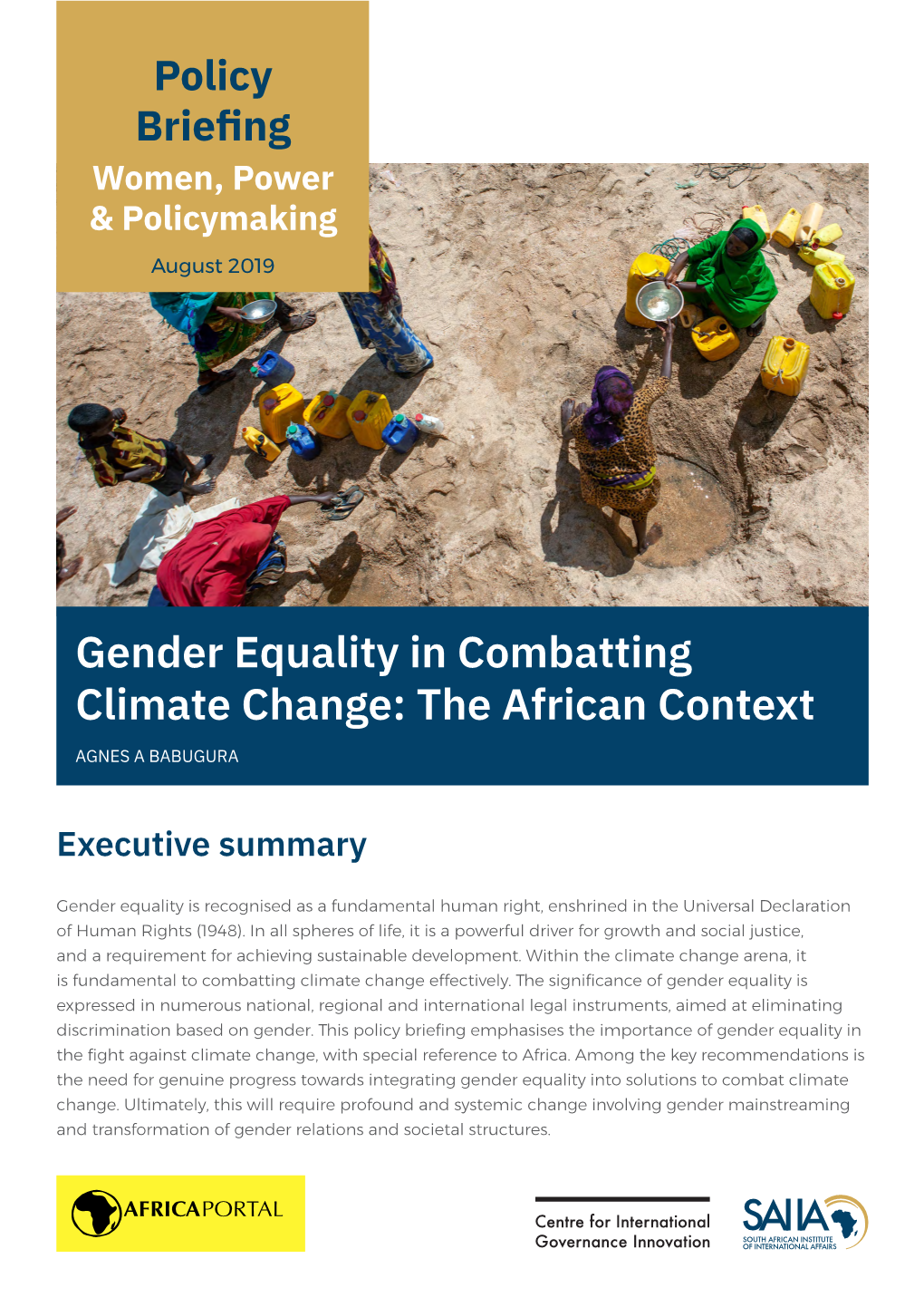 Gender Equality in Combatting Climate Change: the African Context