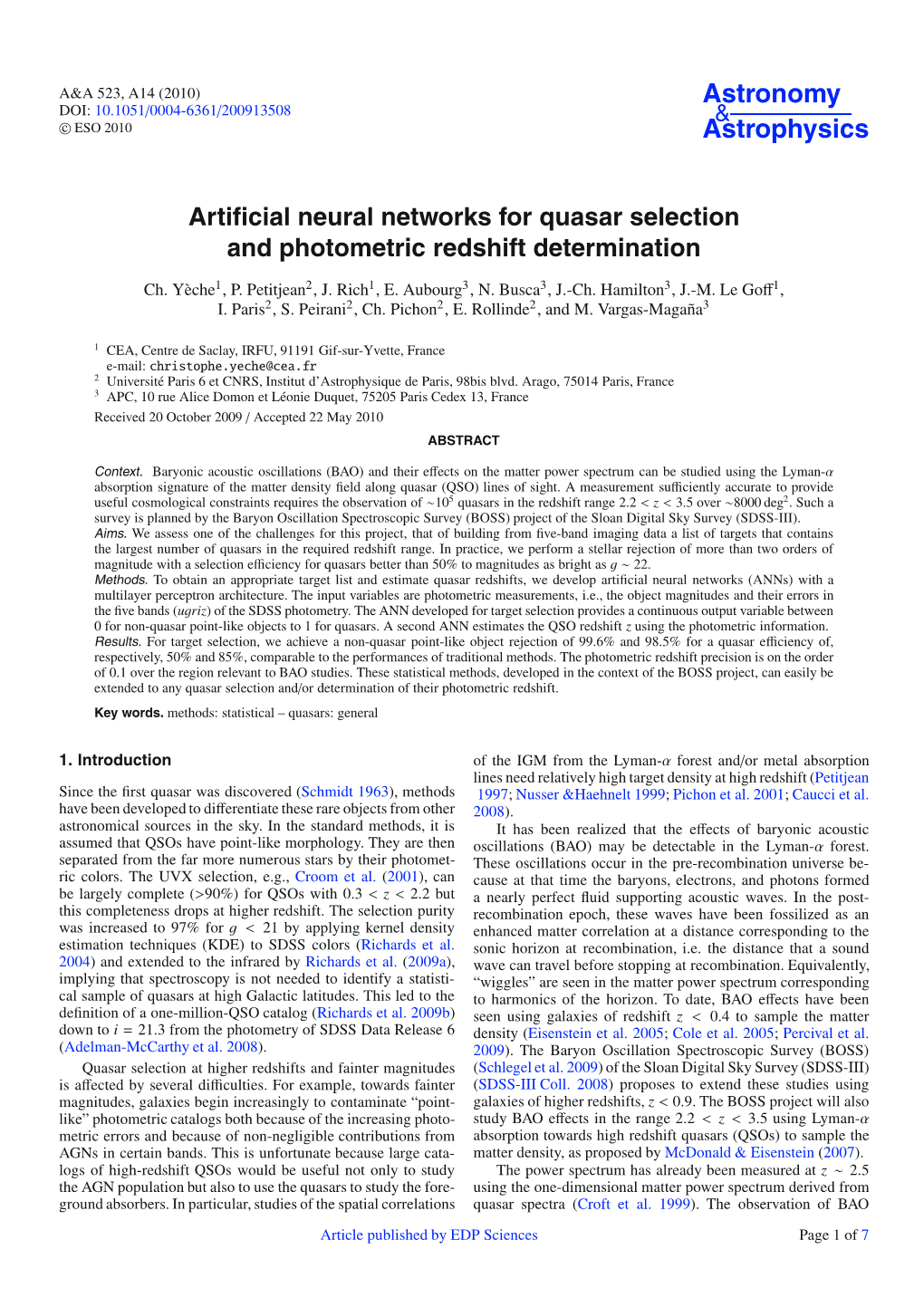 Artificial Neural Networks for Quasar Selection and Photometric Redshift Determination