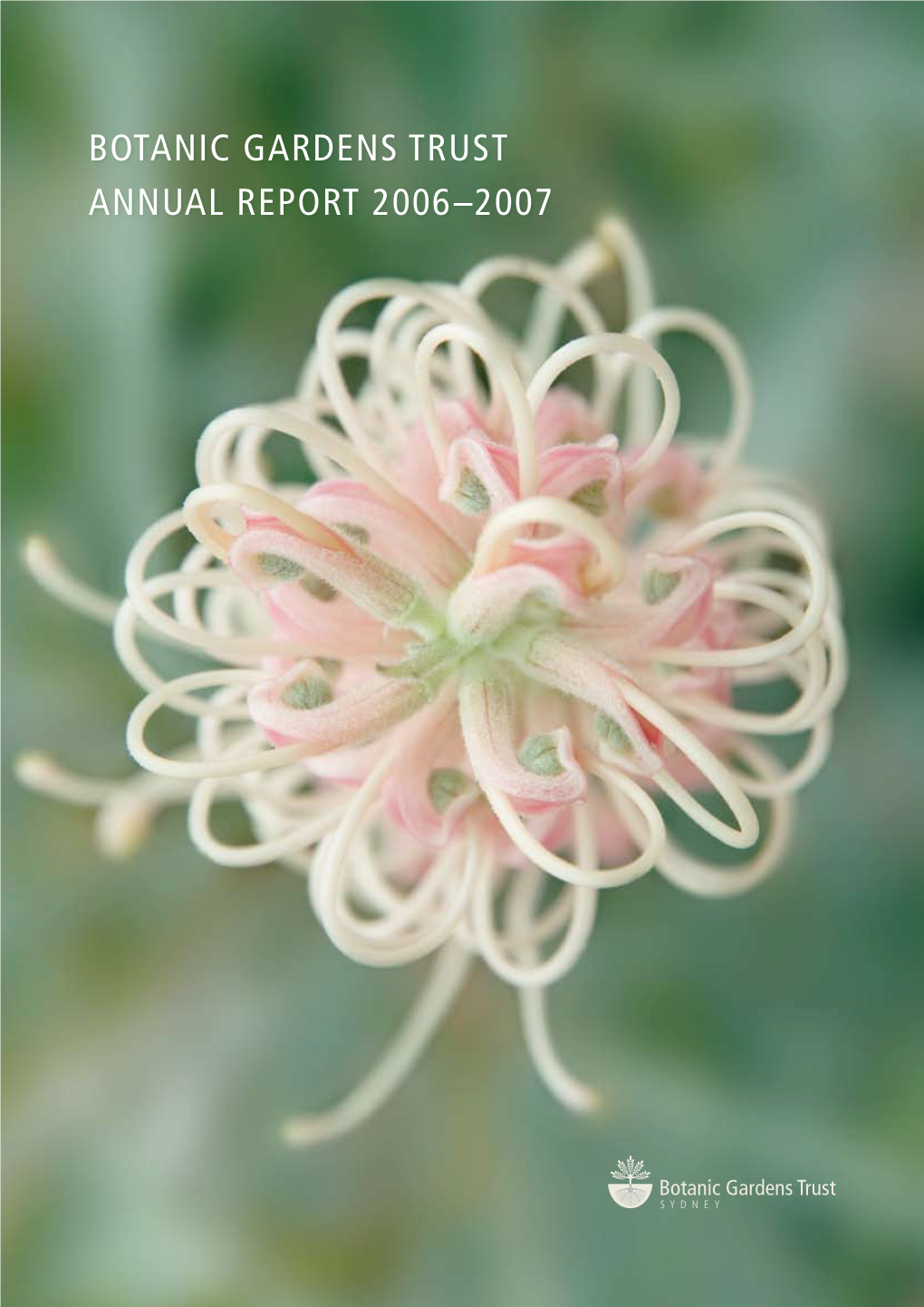 Botanic Gardens Trust Annual Report 2006–2007 Cover Photo, Grevillea ‘Misty Pink’, Mount Annan Botanic Garden