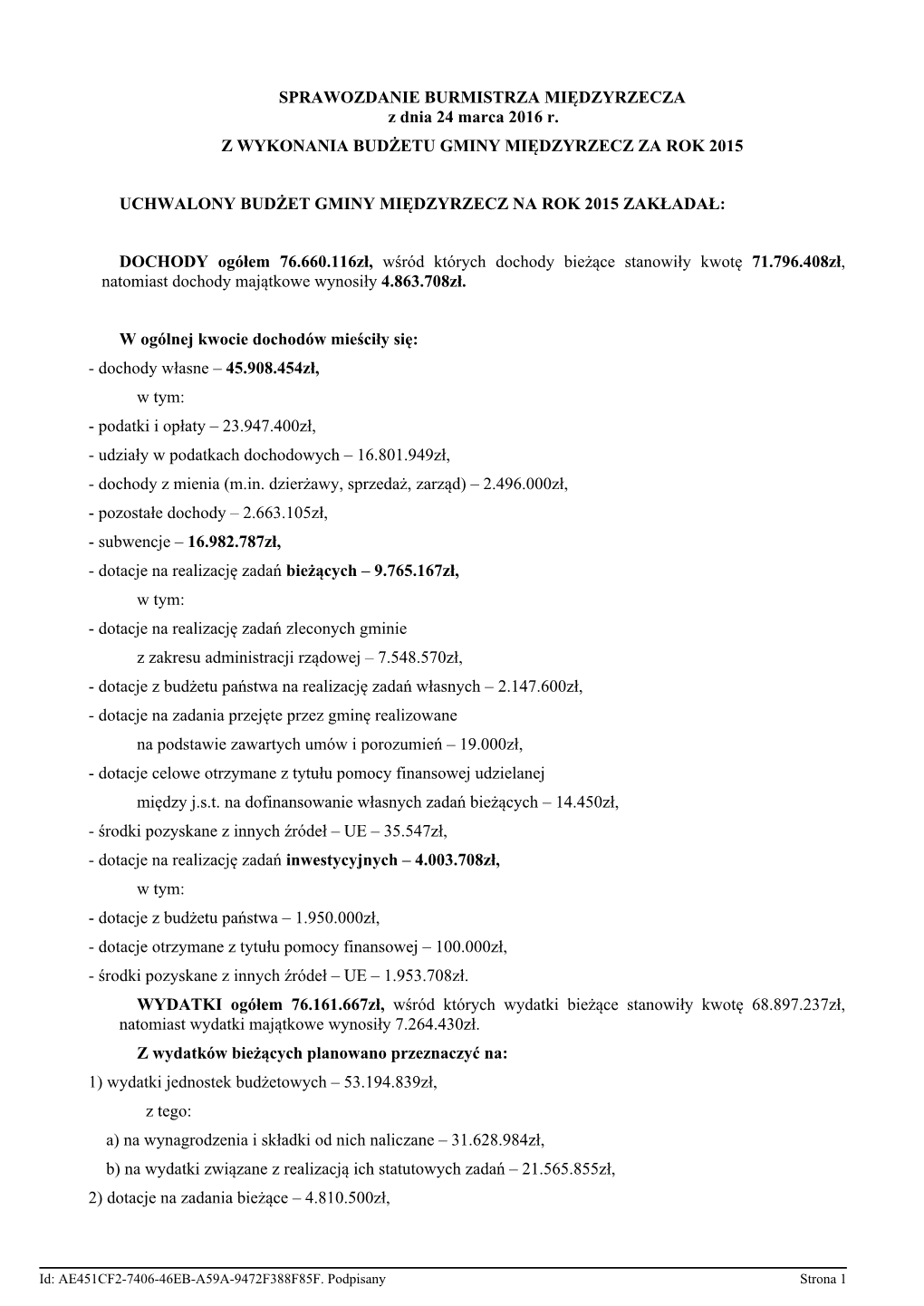 Sprawozdanie Nr 3035-8-2016 Z Dnia 24 Marca 2016 R