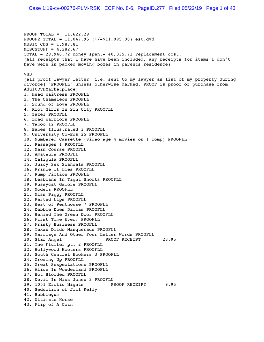 Case 1:19-Cv-00276-PLM-RSK ECF No. 8-6, Pageid.277 Filed 05/22/19 Page 1 of 43