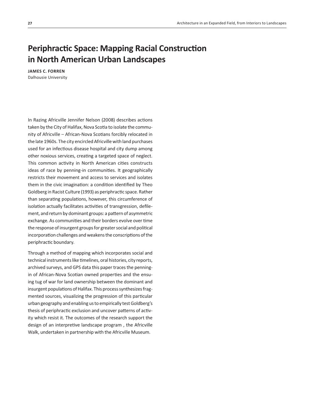 Mapping Racial Construction in North American Urban Landscapes JAMES C