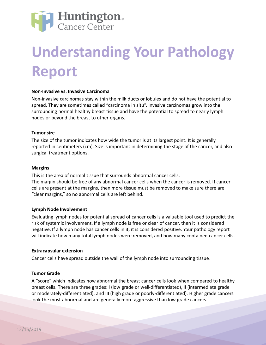 Download Our Understanding Your Pathology Report PDF to Learn More