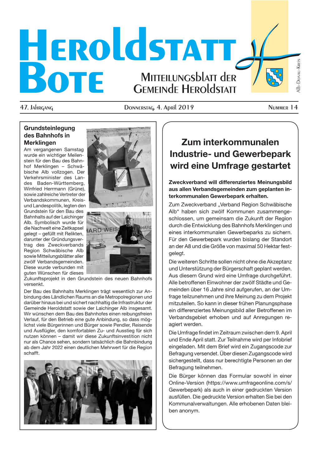Mitteilungsblatt Der Gemeinde Heroldstatt Zum Interkommunalen