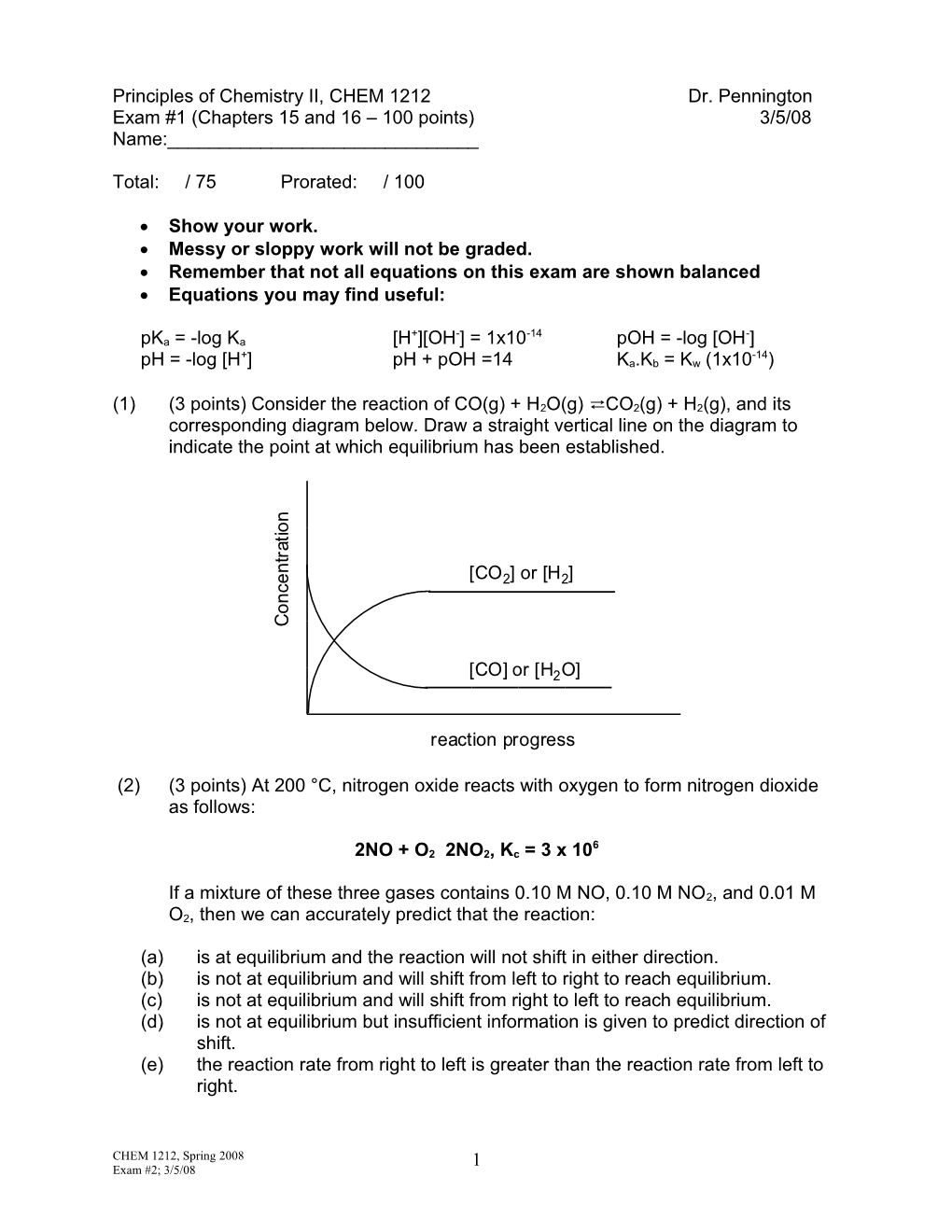 Principles of Chemistry I, CHEM 1121