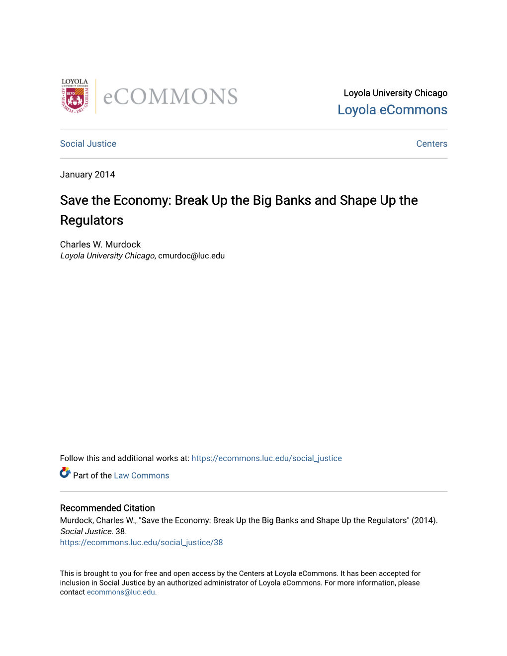 Break up the Big Banks and Shape up the Regulators