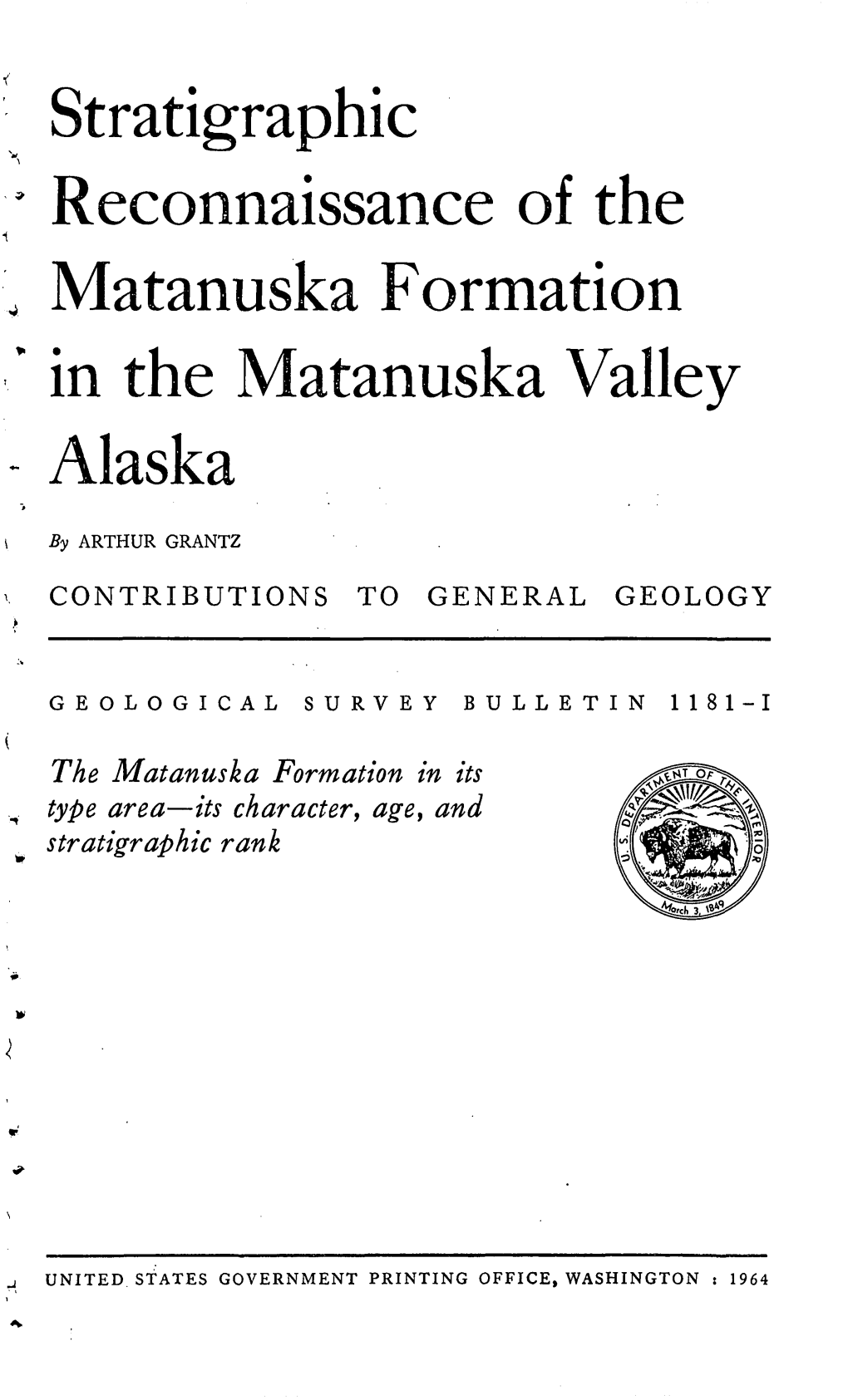 Stratigraphic Reconnaissance of the Matanuska Formation in the Matanuska Valley Alaska