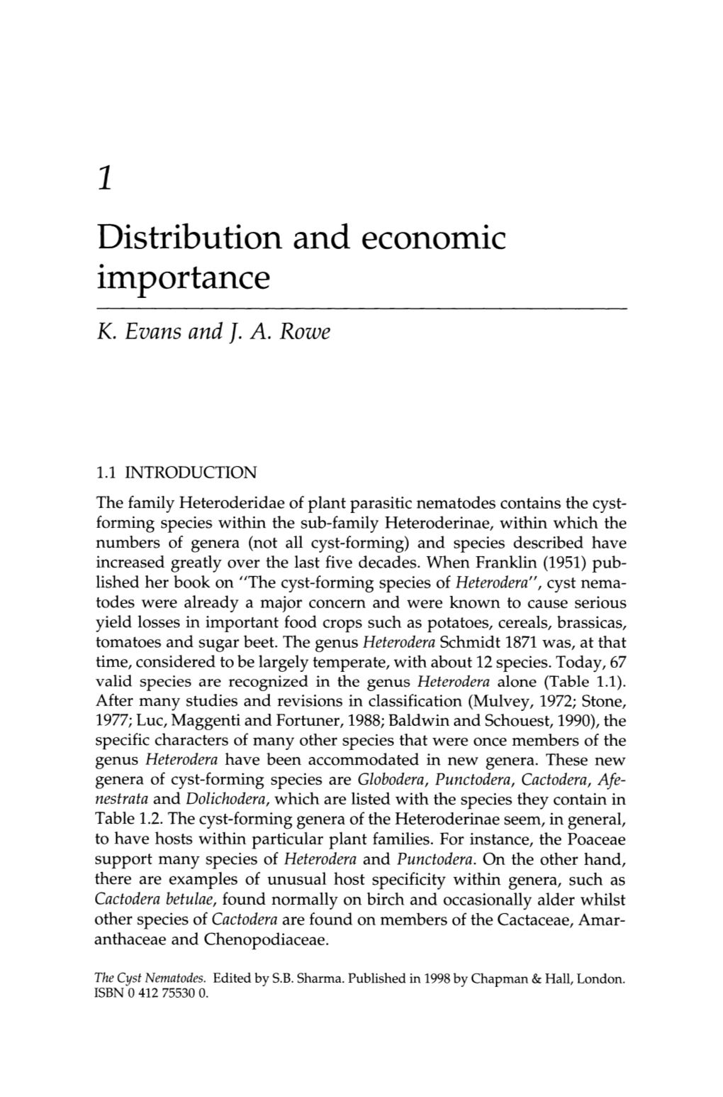 Distribution and Economic Importance K.Evansandf.A.Rowe