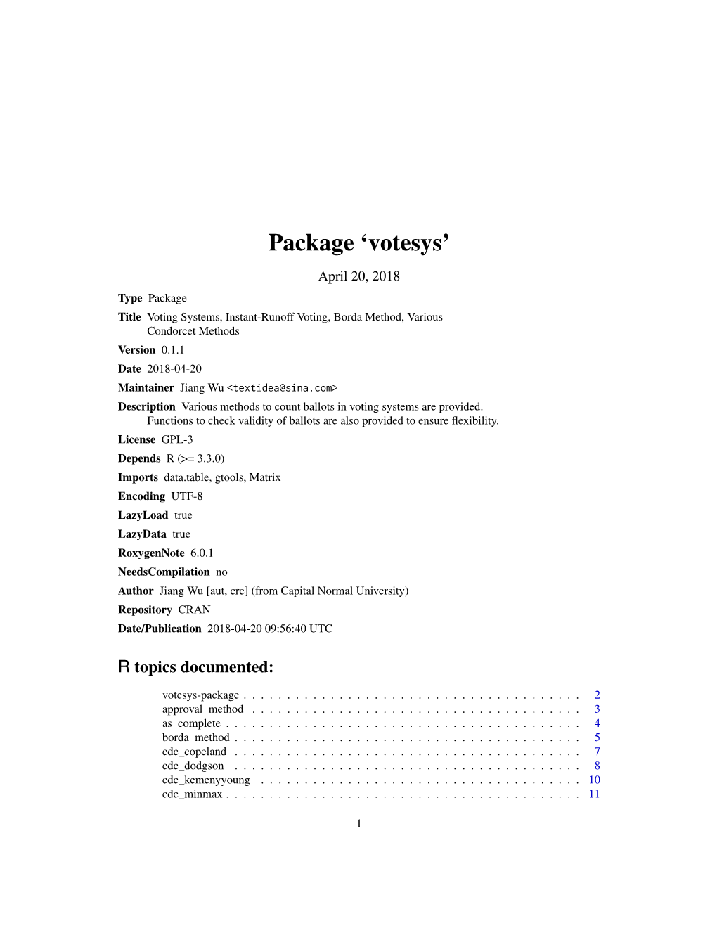 Package 'Votesys'