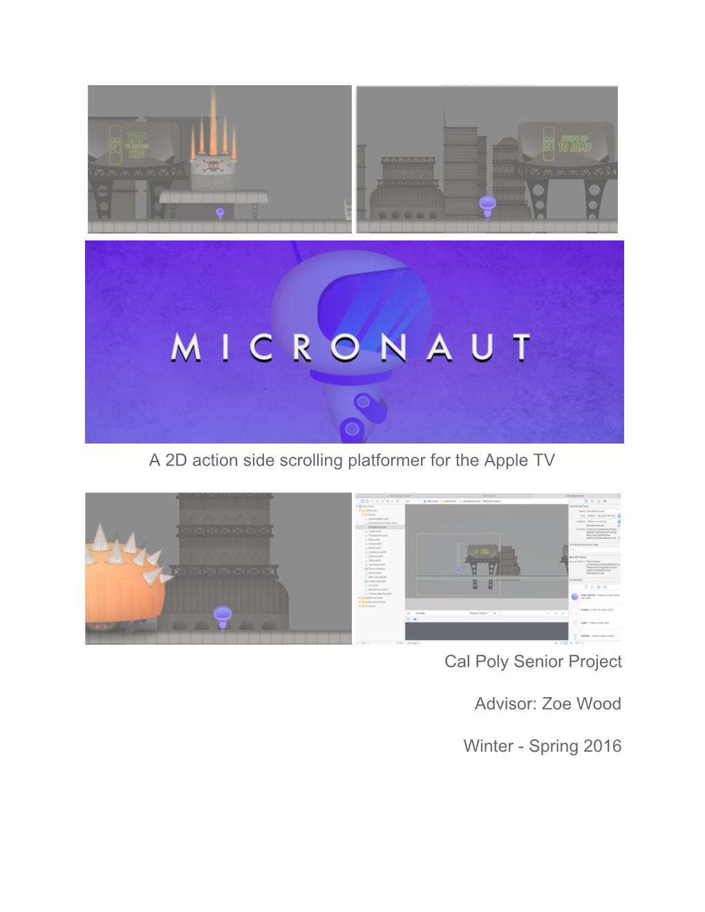 Micronaut: a 2D Action Side Scrolling Platformer for the Apple TV