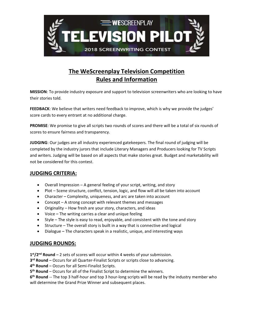 Wetv: the Wescreenplay Television Competition