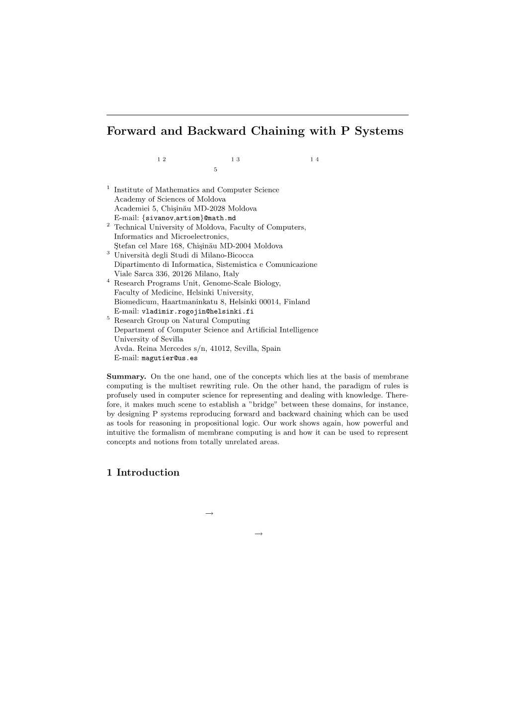 Forward and Backward Chaining with P Systems