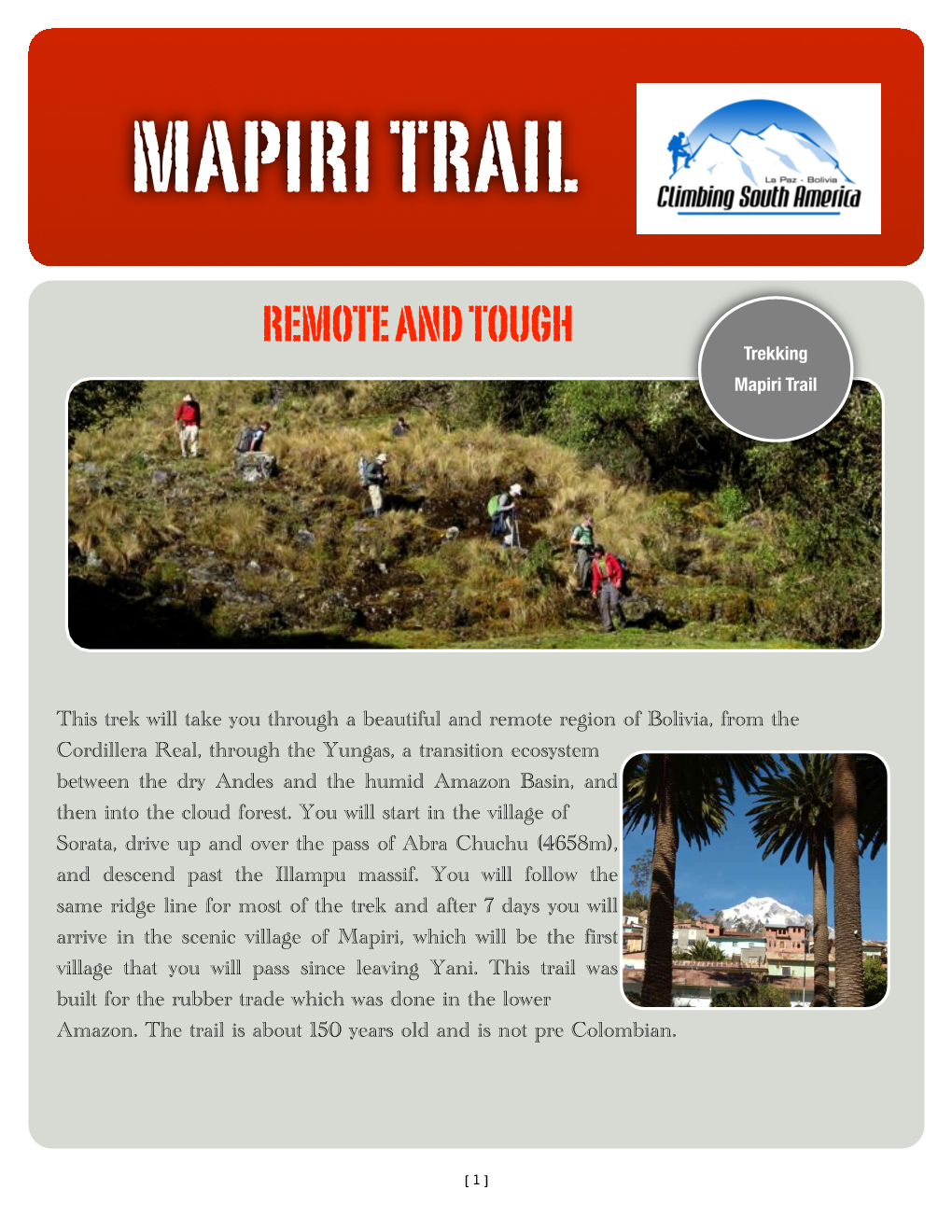 Mapiri Trail, from La Paz #215