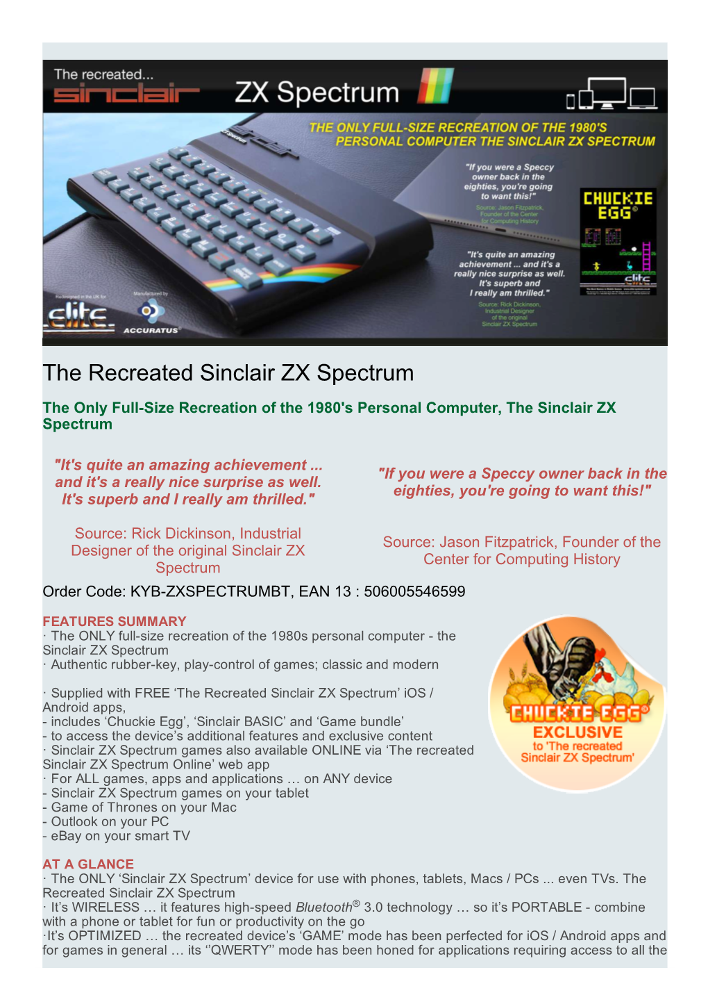 The Recreated Sinclair ZX Spectrum