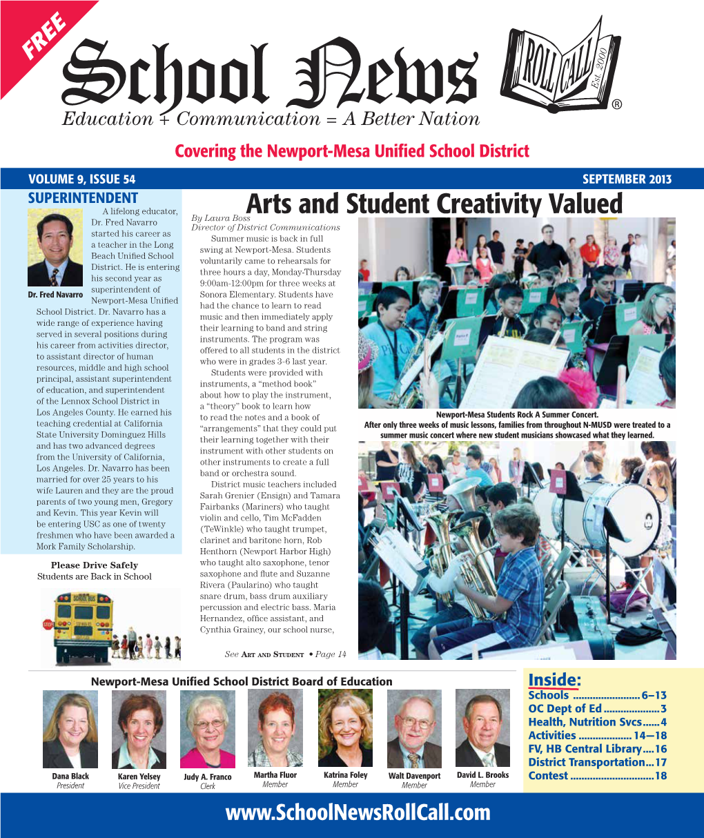 Arts and Student Creativity Valued Dr