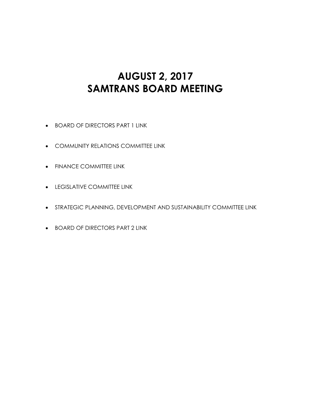 August 2, 2017 Samtrans Board Meeting