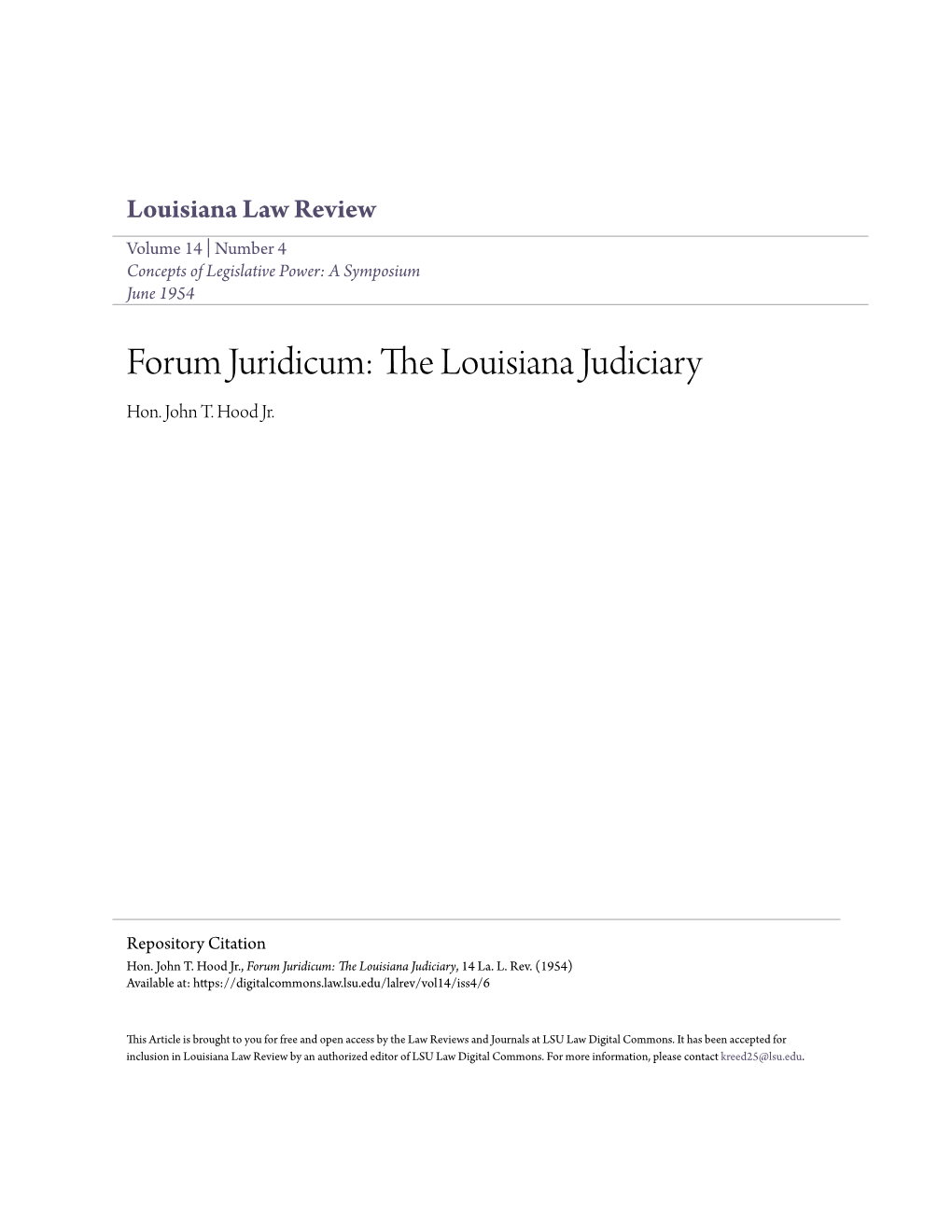 The Louisiana Judiciary Hon