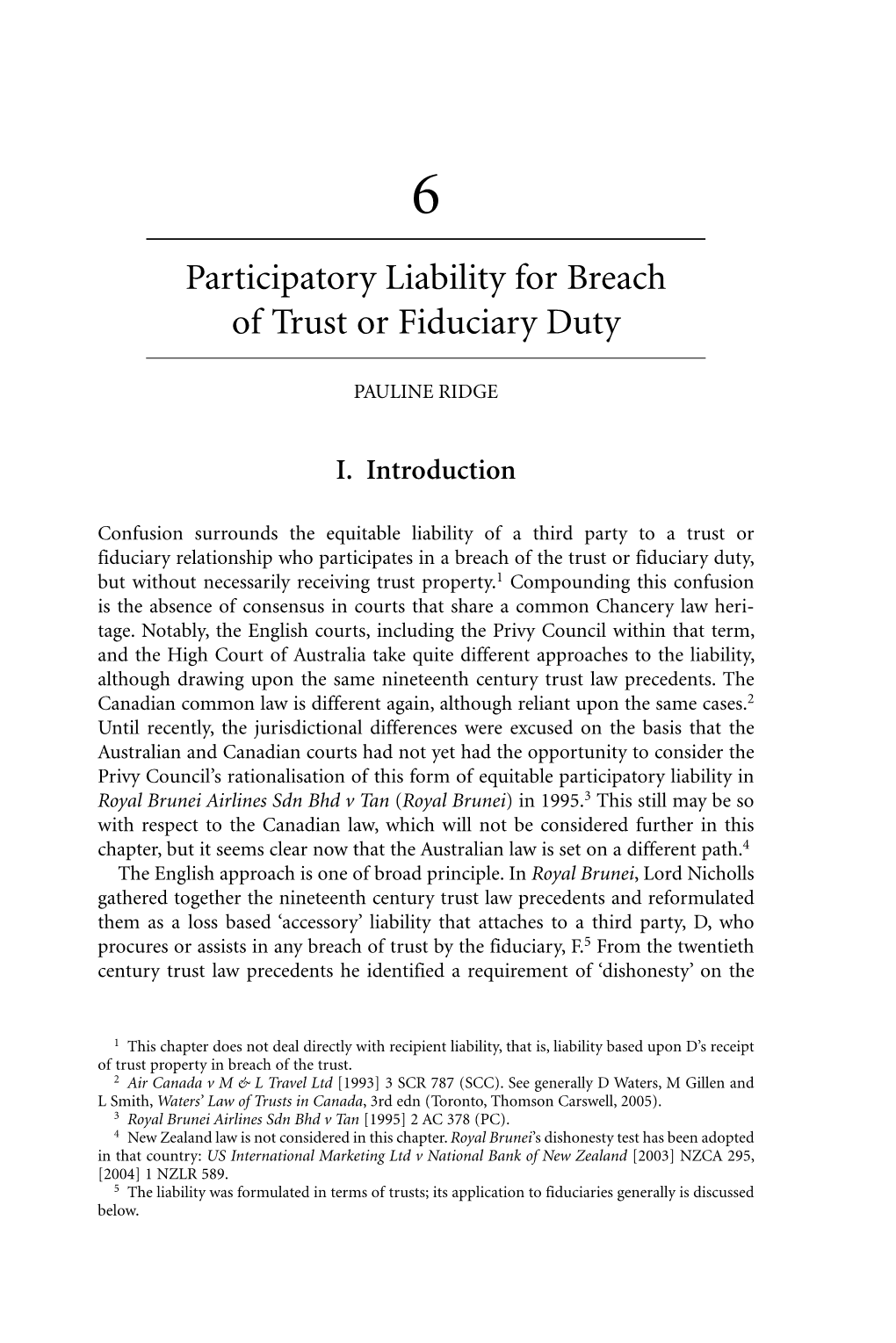 Participatory Liability for Breach of Trust Or Fiduciary Duty