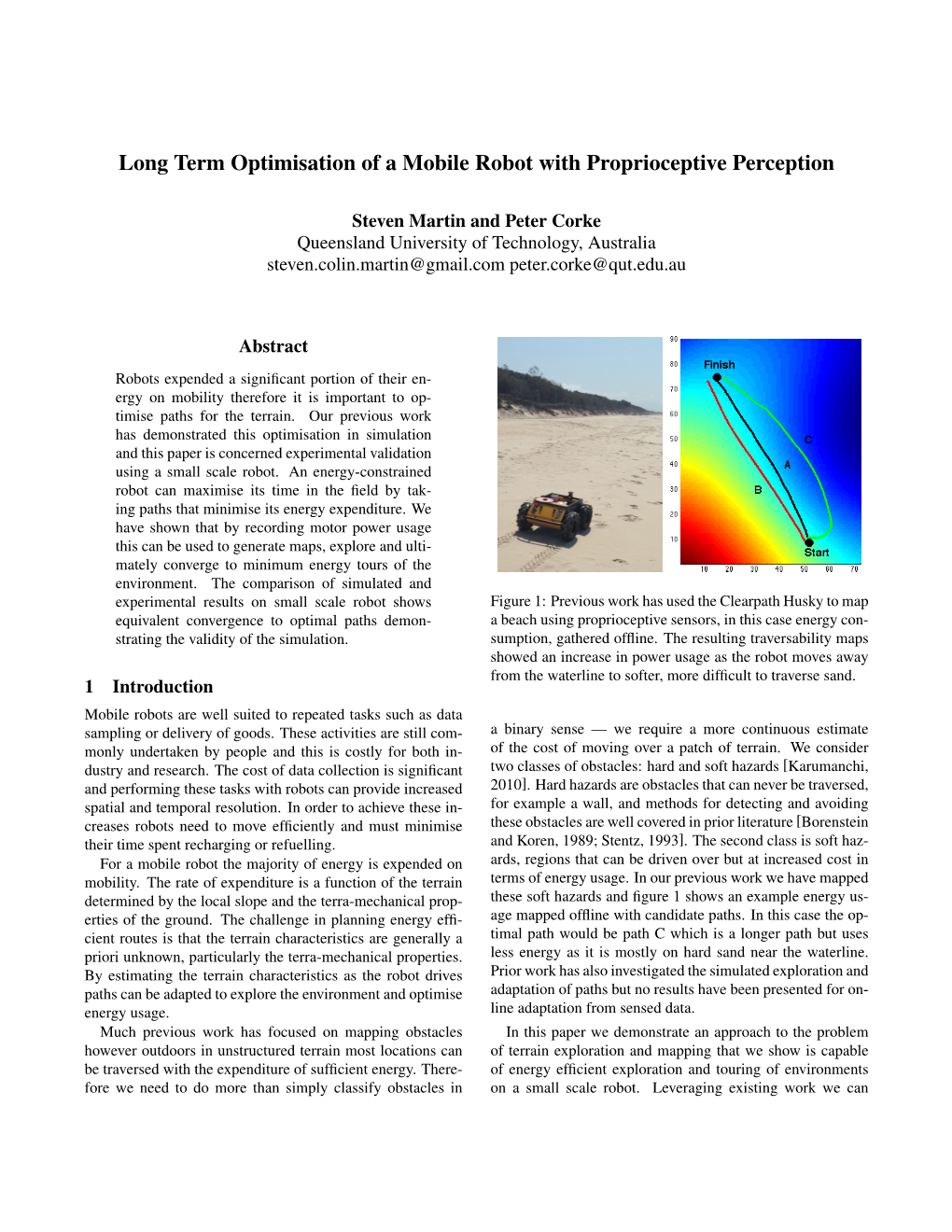 Long Term Optimisation of a Mobile Robot with Proprioceptive Perception