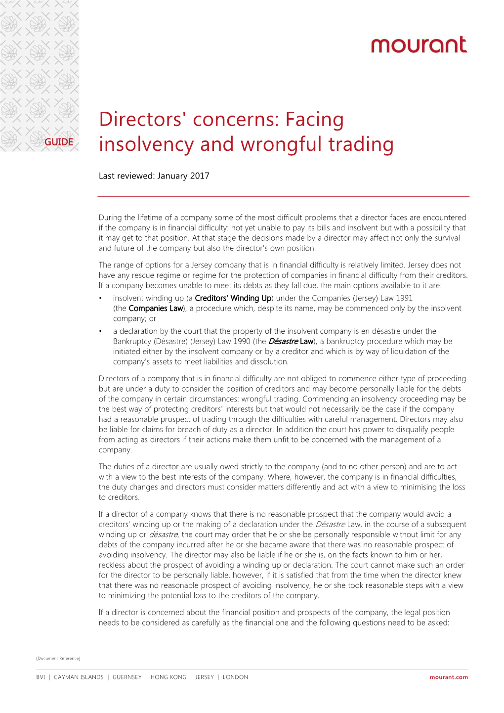 Directors' Concerns: Facing GUIDE Insolvency and Wrongful Trading