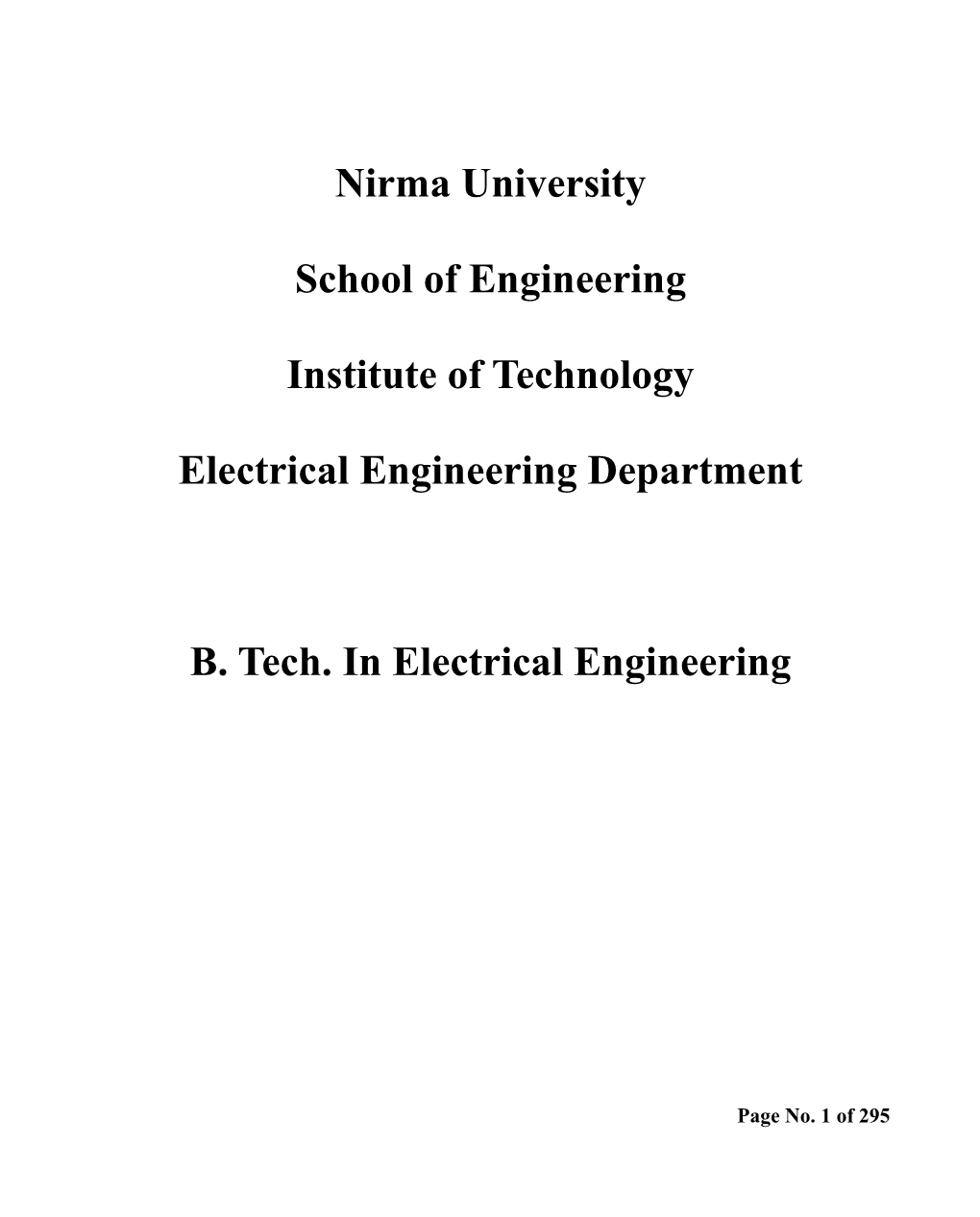 Nirma University School of Engineering Institute of Technology