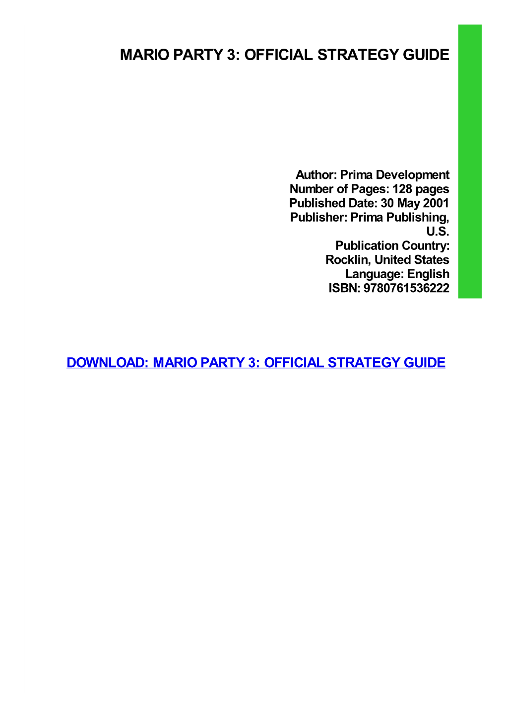 {Dоwnlоаd/Rеаd PDF Bооk} Mario Party 3: Official