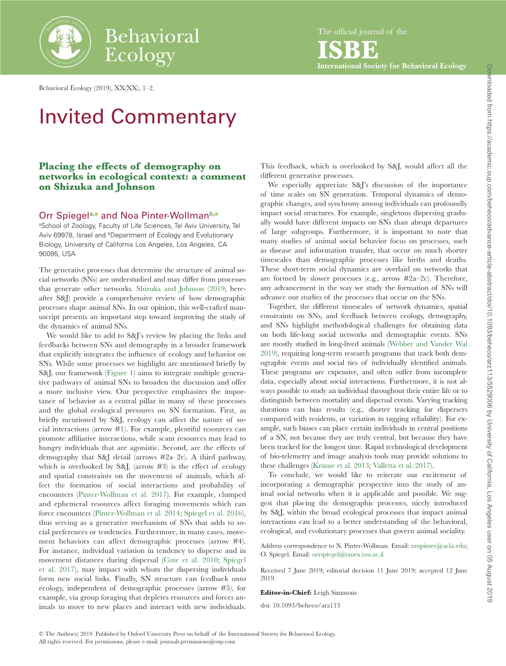 Behavioral Ecology Invited Commentary