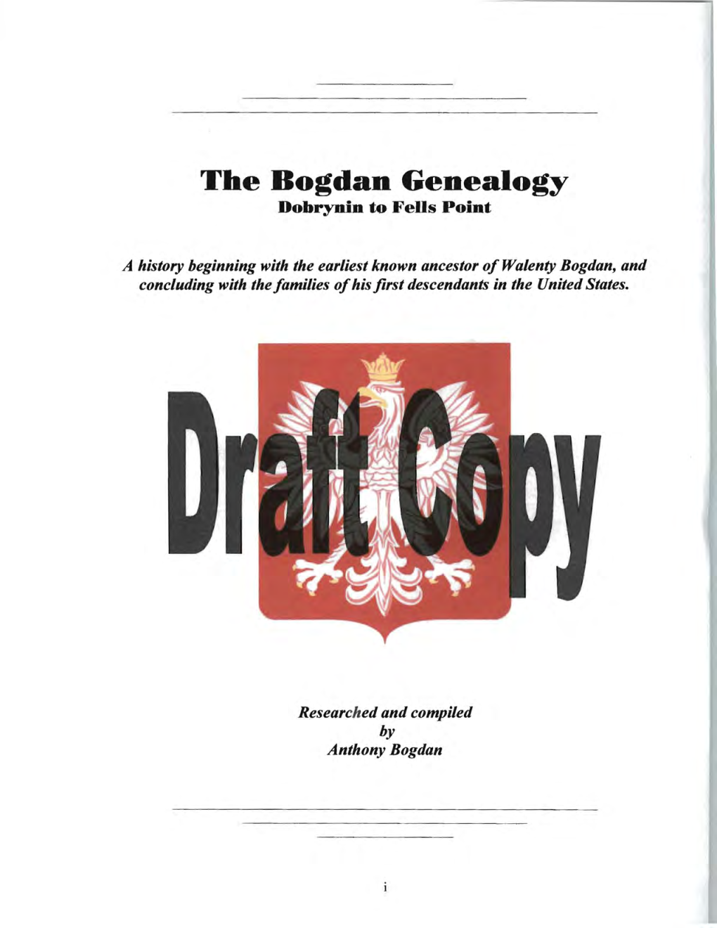 The Bogdan Genealogy Dobrynin to Fells Point