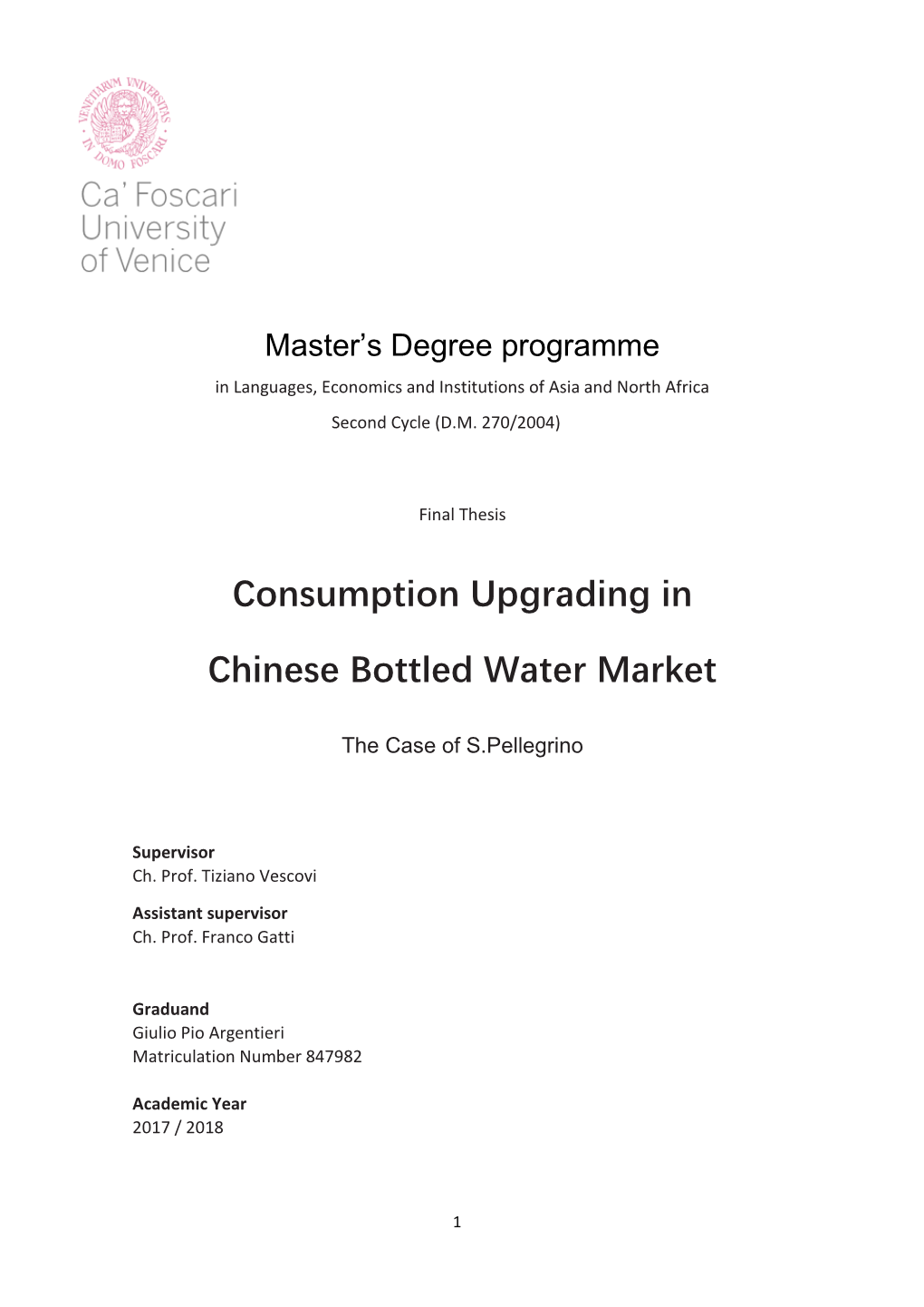 Consumption Upgrading in Chinese Bottled Water Market