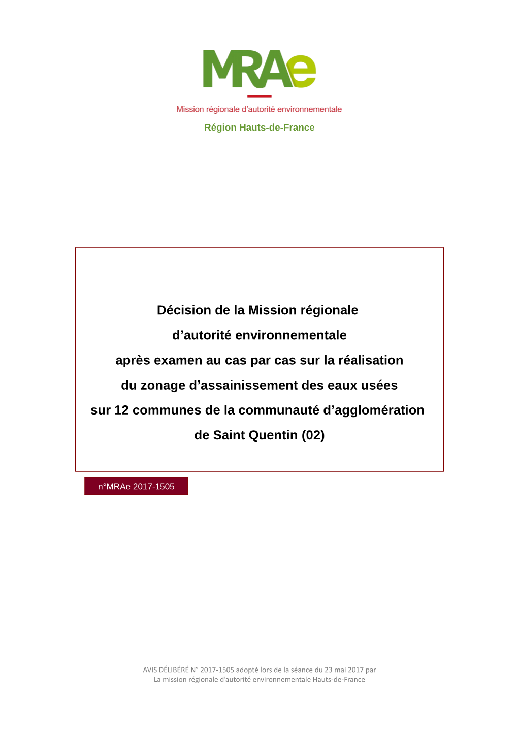 Décision De La Mission Régionale D'autorité Environnementale Après