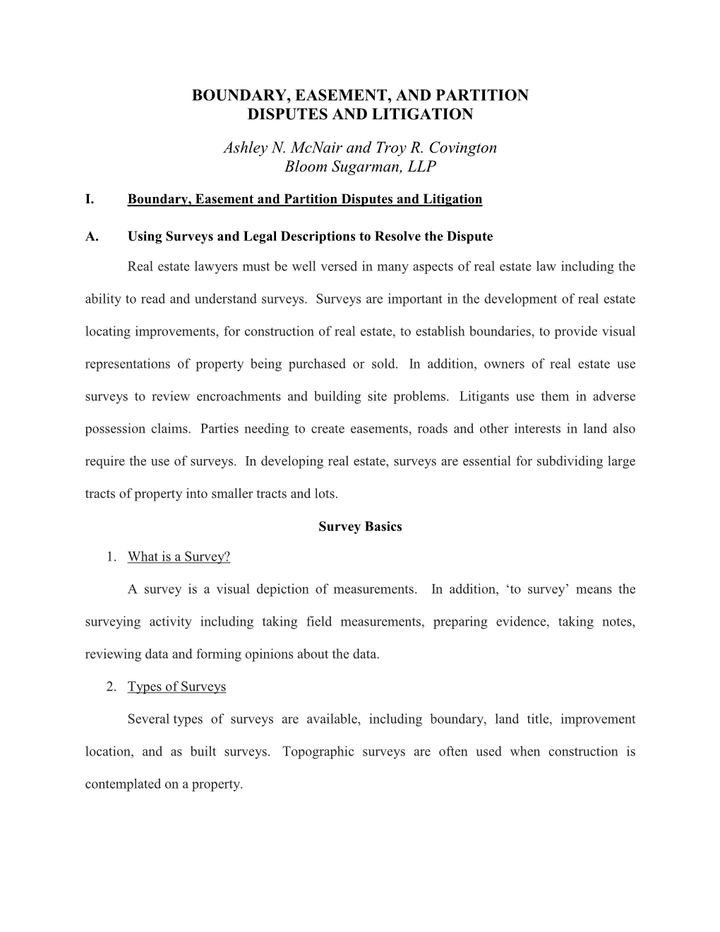 Boundary, Easement and Partition Dispute and Litigation