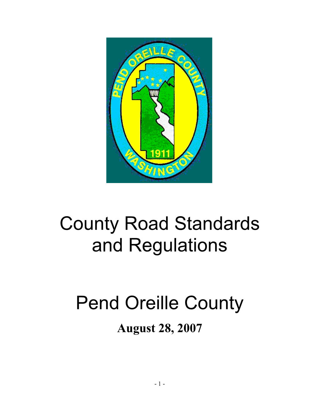 County Road Standards and Regulations Pend Oreille County