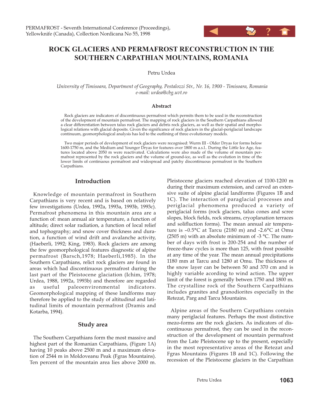 Rock Glaciers and Permafrost Reconstruction in the Southern Carpathian Mountains, Romania