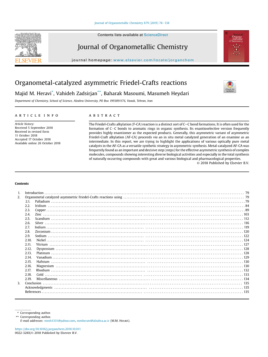 Organometal-Catalyzed Asymmetric Friedel-Crafts Reactions