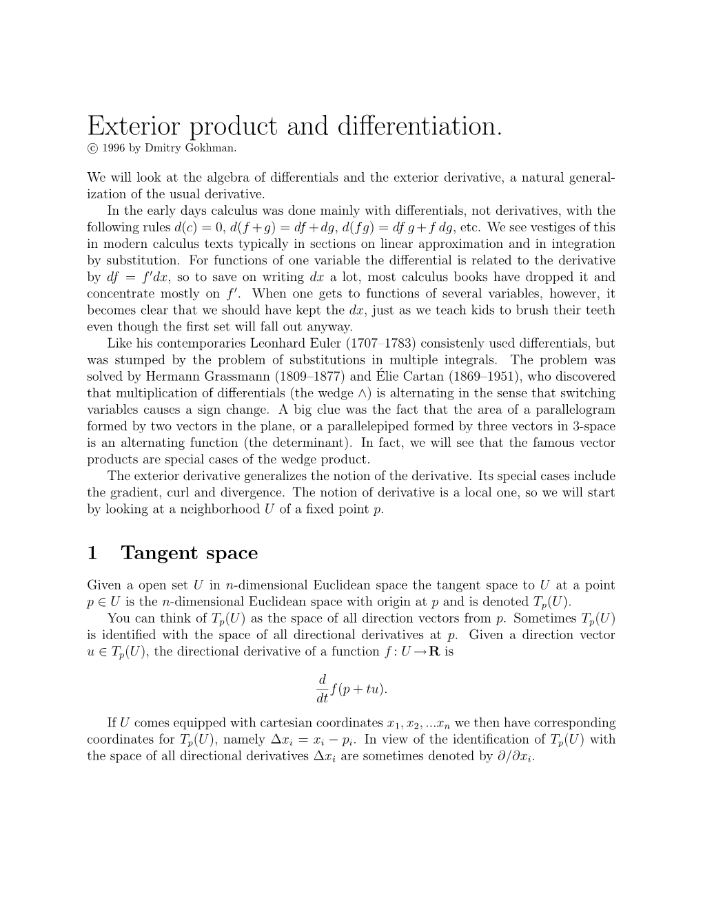 Exterior Product and Differentiation