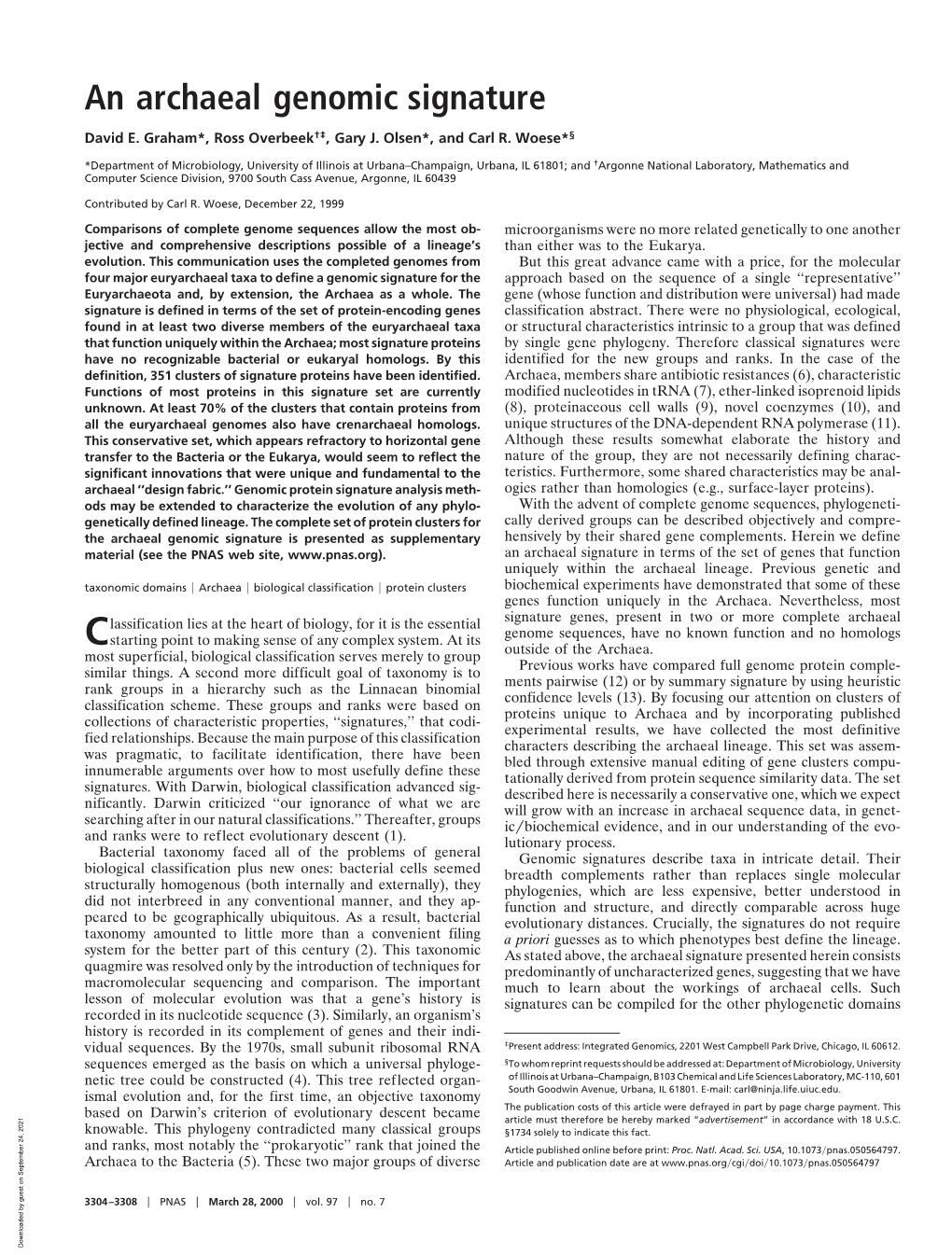 An Archaeal Genomic Signature