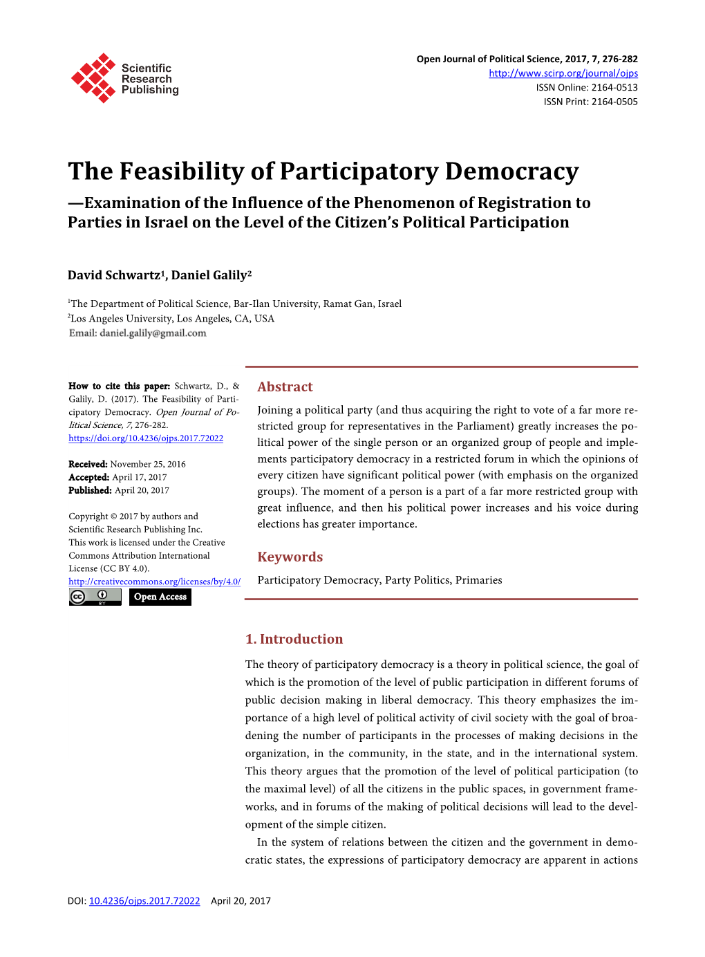 The Feasibility of Participatory Democracy