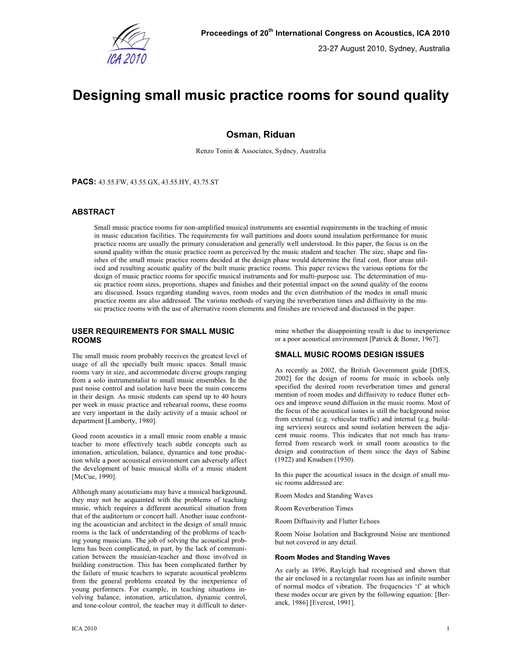 Designing Small Music Practice Rooms for Sound Quality