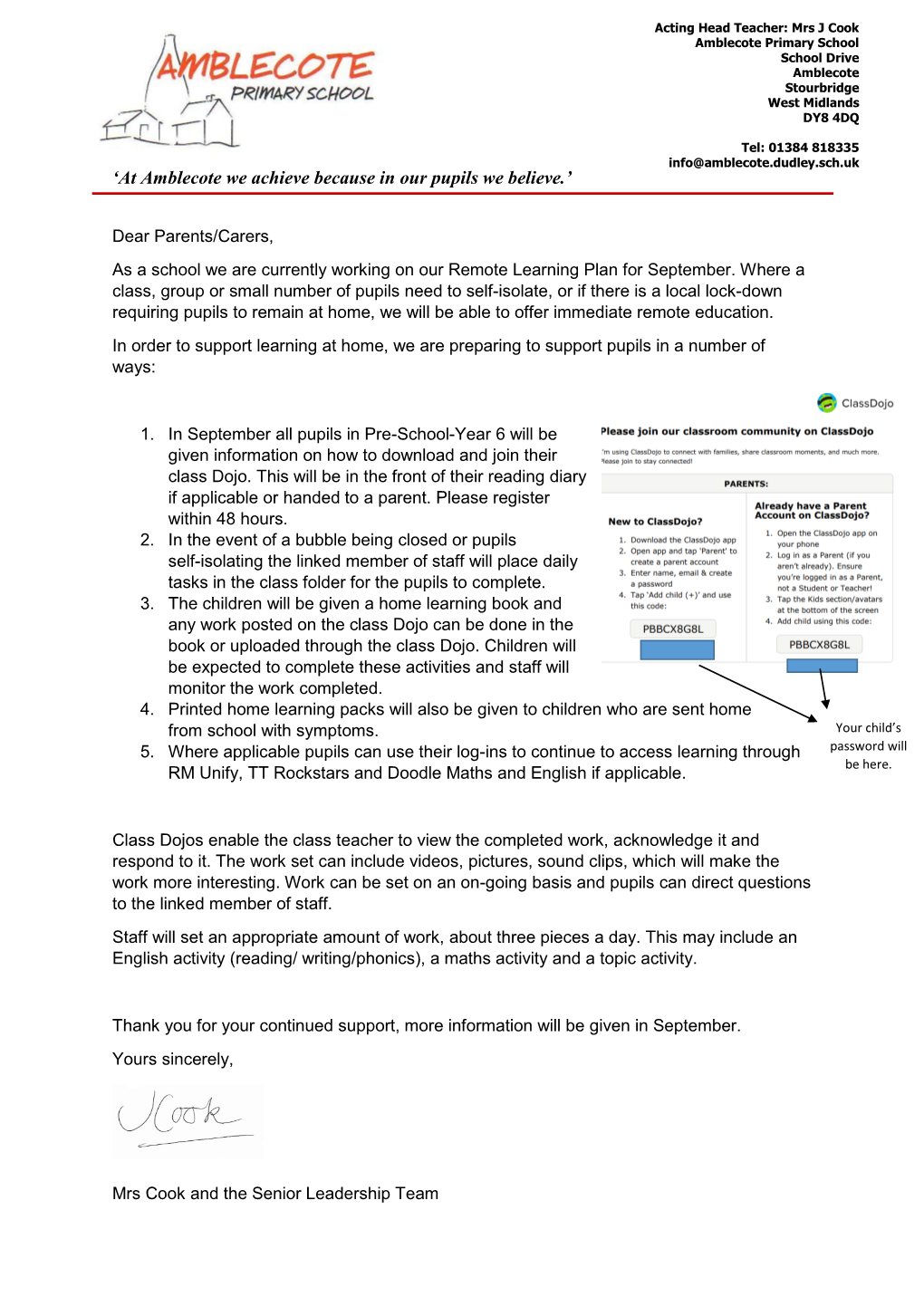 Remote Home Learning Plan