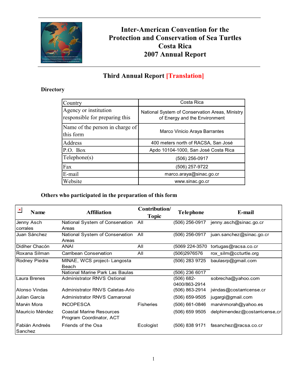 2007 Costa Rica Annual Report