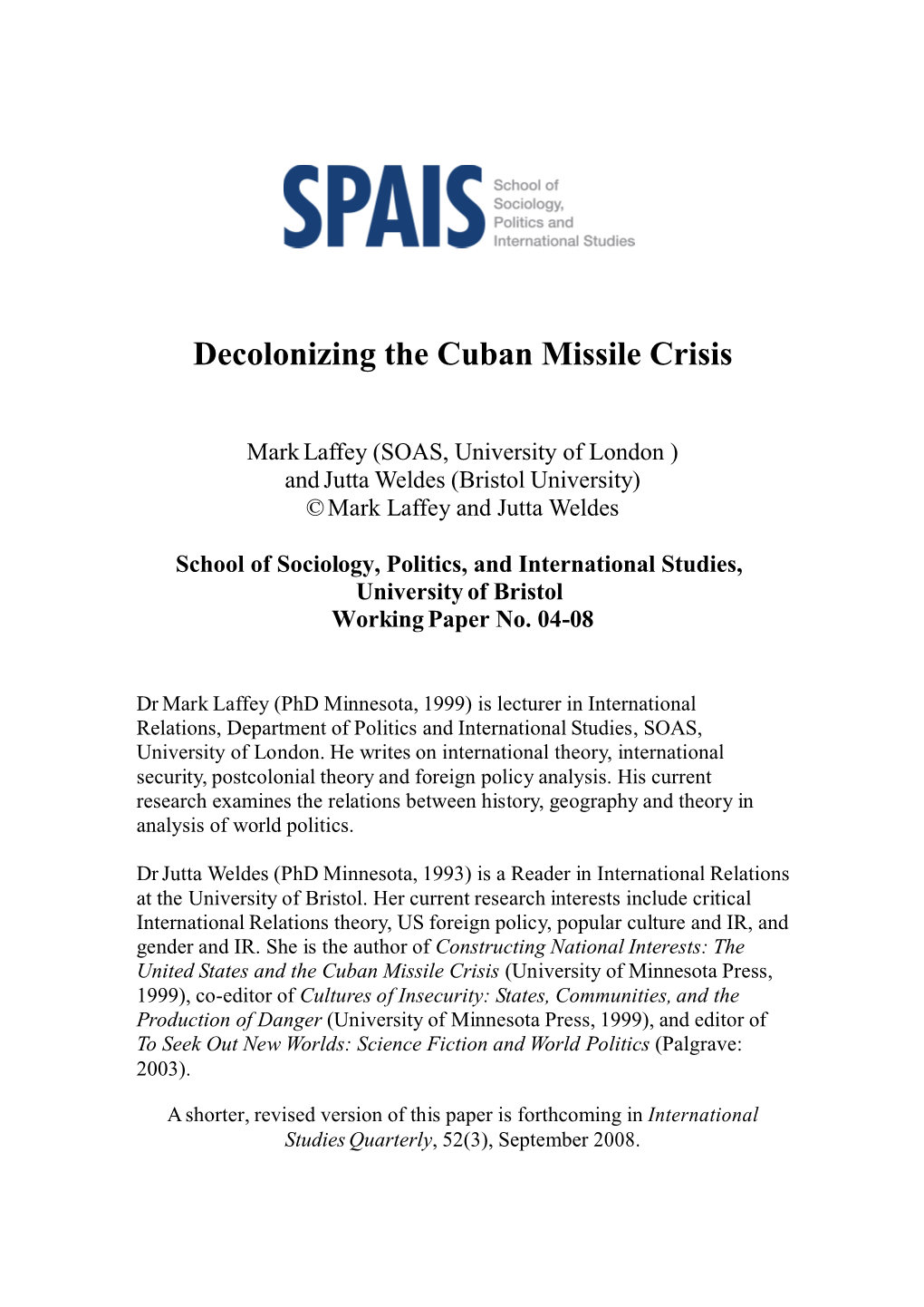 Decolonizing the Cuban Missile Crisis