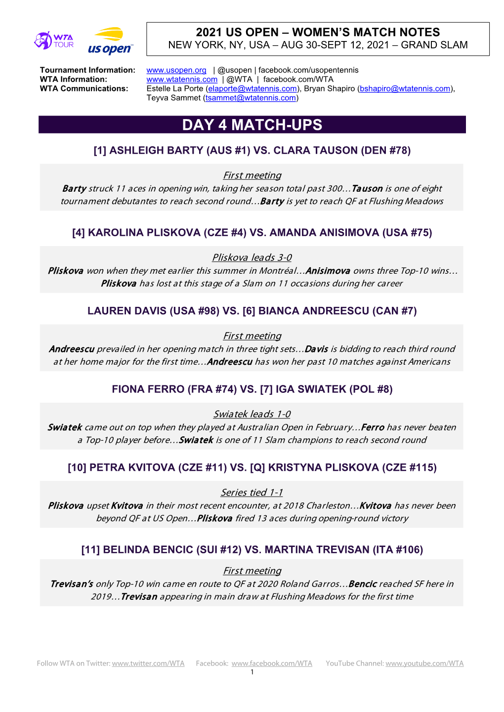 Day 4 Match-Ups