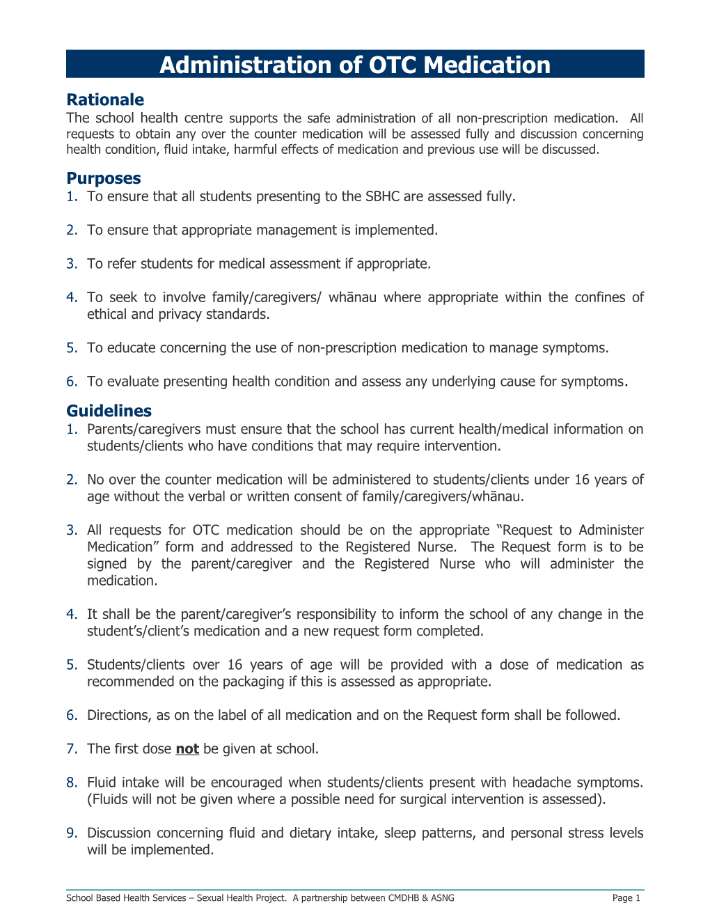 Administration of OTC Medication