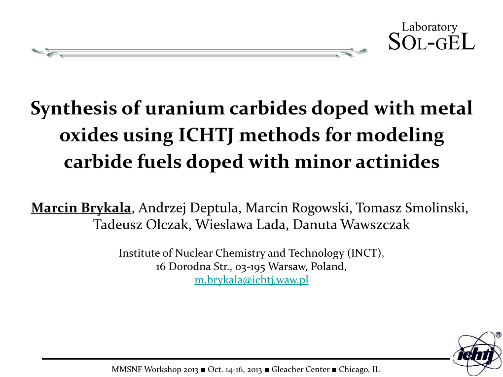 Synthesis of Uranium Carbides Doped by Metal Oxide by Complex Sol-Gel Processes (CSGP)