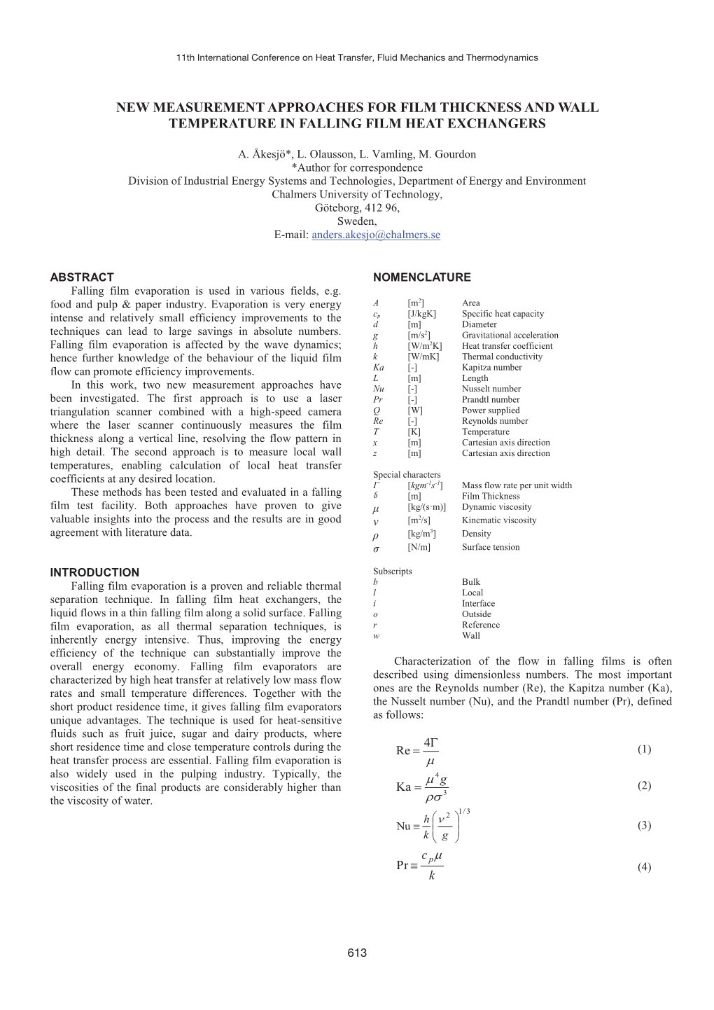 New Measurement Approaches for Film Thickness and Wall Temperature in Falling Film Heat Exchangers