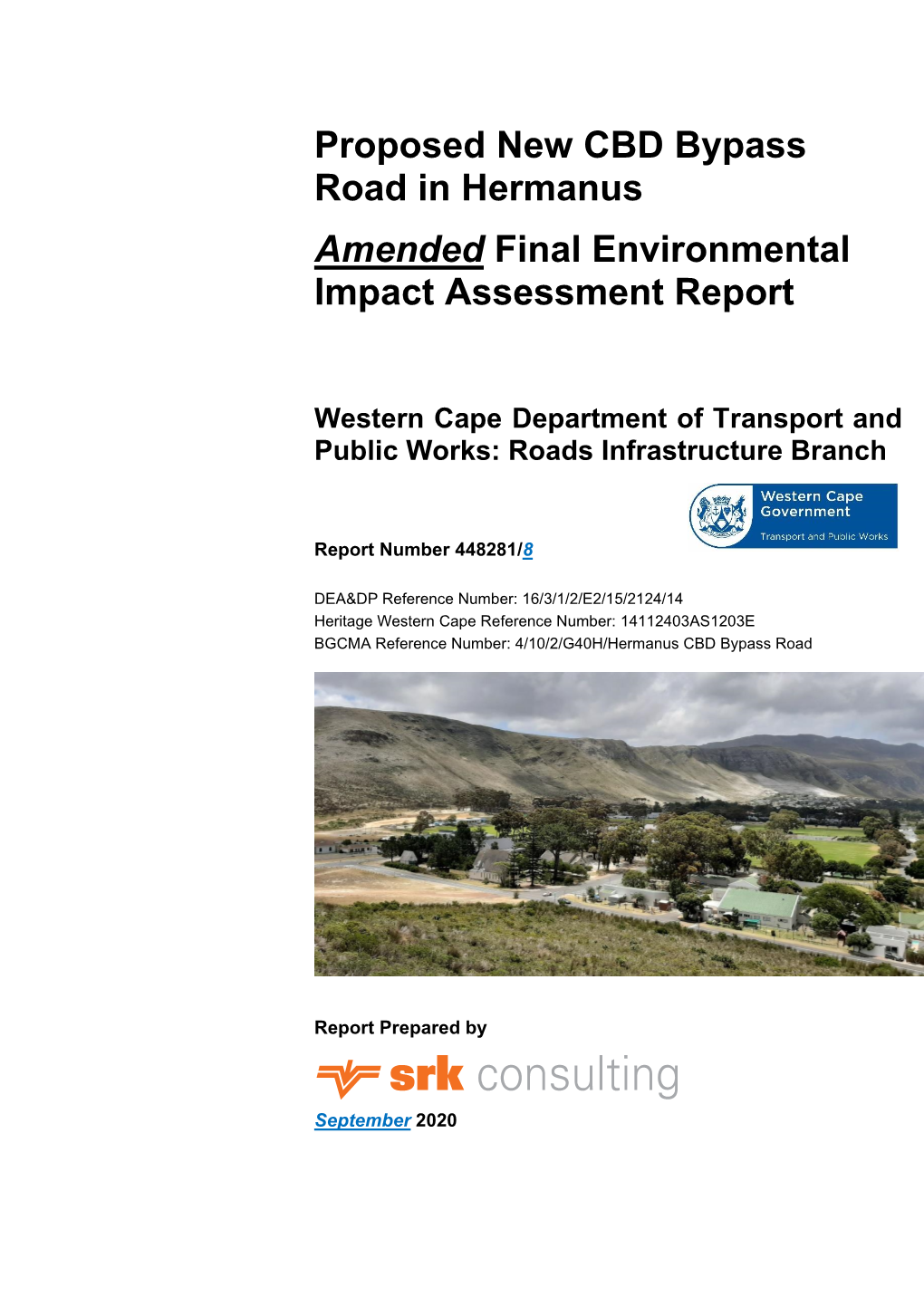 Proposed New CBD Bypass Road in Hermanus Amended Final Environmental Impact Assessment Report