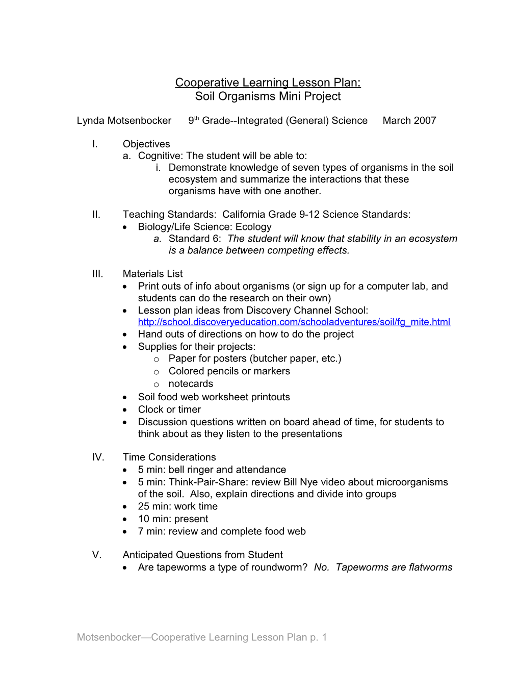 Soil Organisms Mini Project and Soil Food Web