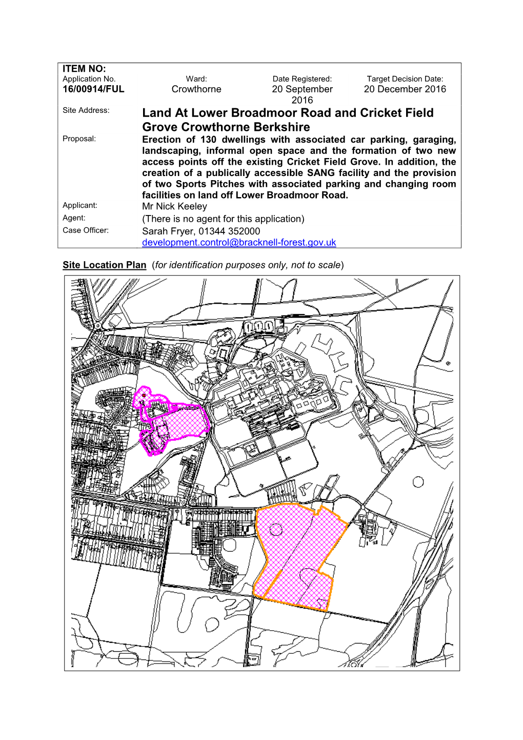 Land at Lower Broadmoor Road and Cricket Field Grove Crowthorne