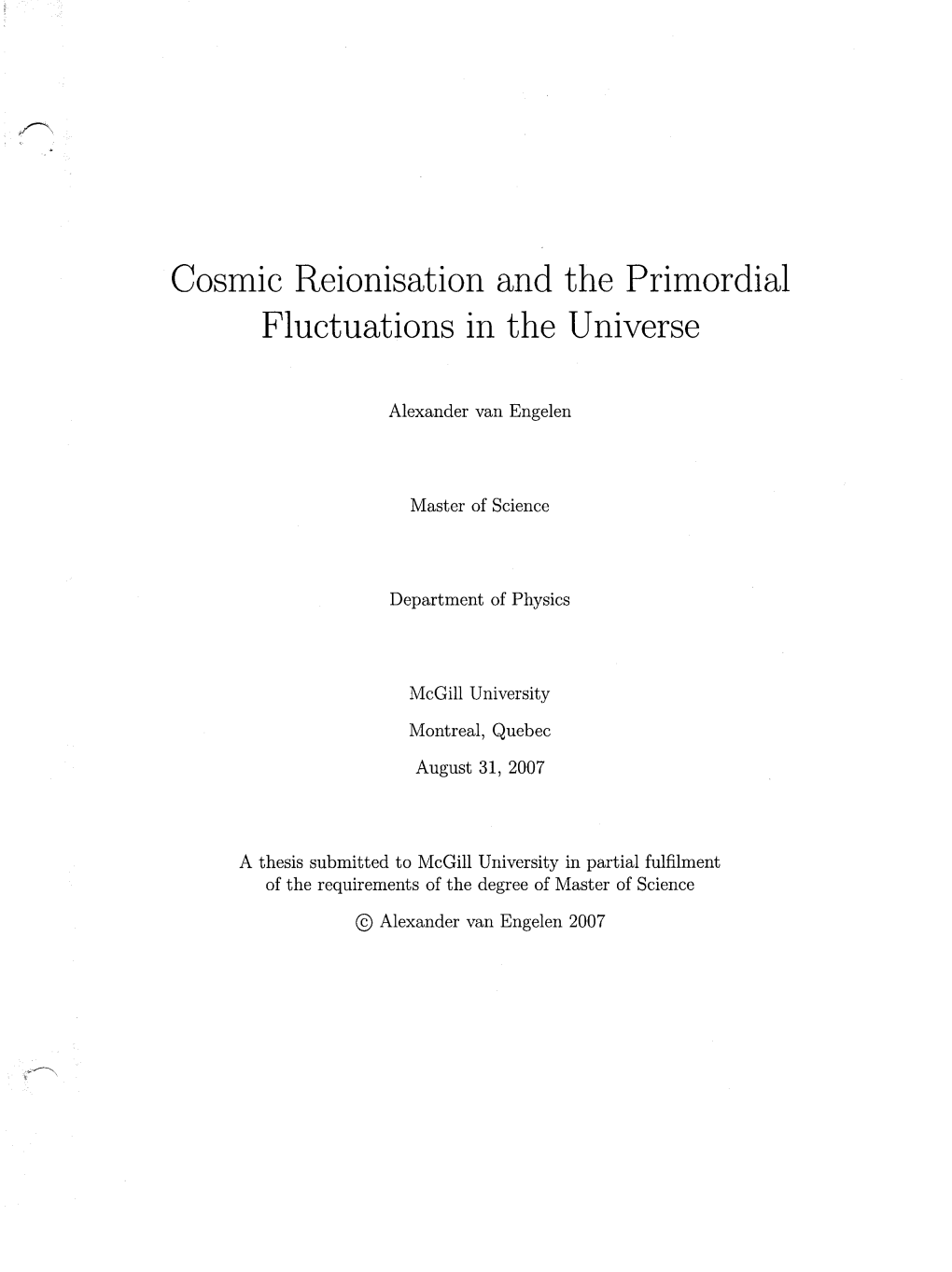 Cosmic Reionisation and the Primordial Fluctuations in the Universe