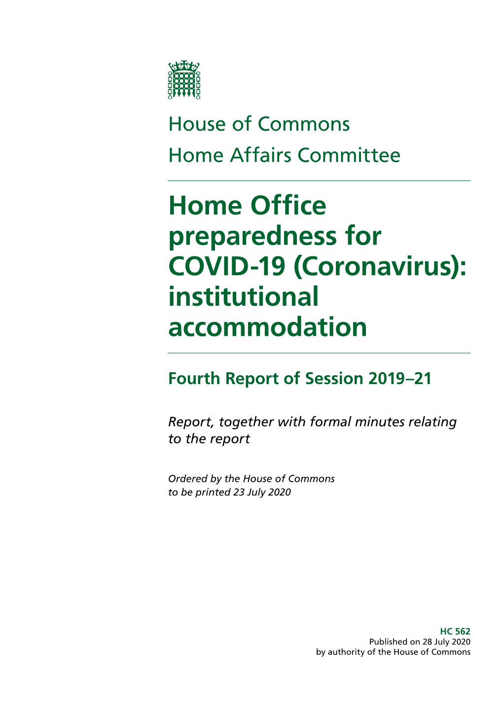 Home Office Preparedness for COVID-19 (Coronavirus): Institutional Accommodation